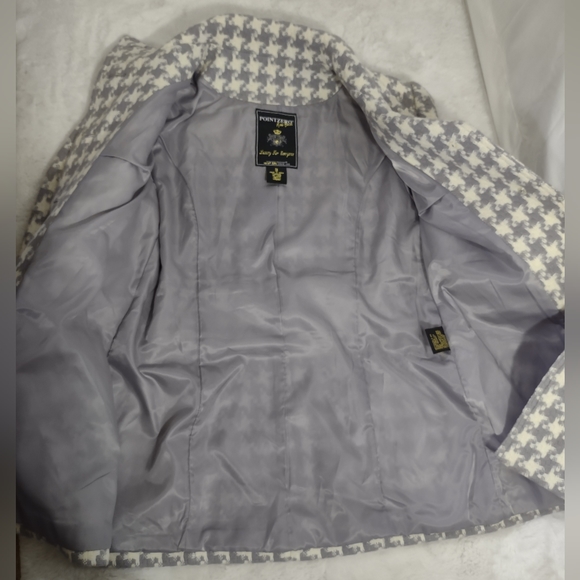 POINTZERO NICOLE BENISTI Women's White/Grey Houndstooth Pea Coat Size Medium - Picture 6 of 13